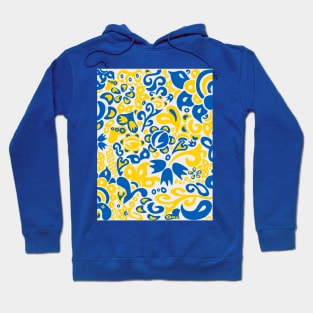 Ukrainian flag colors and transparent folklore pattern Hoodie